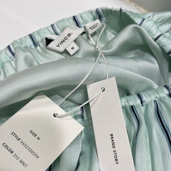 Vince Mint Stripe Gauze Panel Skirt Green M - Picture 10 of 11